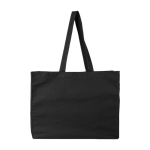 Sac en coton OEKO-TEX avec soufflet et anses longues 180 g/m² couleur noir première vue