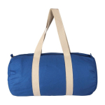 Sac de sport en coton OEKO-TEX avec fermeture éclair et longues anses couleur bleu première vue