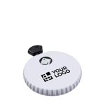 Dés mécaniques en plastique avec décapsuleur et bouton-poussoir. couleur blanc/noir avec zone d'impression