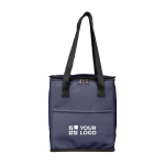 Sac isotherme en similicuir avec anses longues et poche avant 9 L couleur bleu marine avec zone d'impression