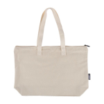 Sac en polycoton recyclé, fermeture éclair et longues anses 330 g/m² couleur beige première vue