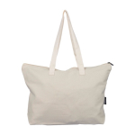 Sac en polycoton recyclé, fermeture éclair et longues anses 330 g/m² quatrième vue