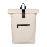 Sac à dos roll-top en cuir synthétique pour ordinateur portable 16'' couleur beige première vue