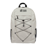 Sac à dos de sport avec bandes élastiques et poches latérales en filet couleur beige avec zone d'impression