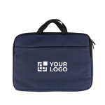 Sacoche pour ordinateur 15'' avec poche avant et bandoulière réglable couleur bleu marine avec zone d'impression
