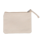 Porte-monnaie en velours personnalisable avec fermeture éclair couleur beige première vue