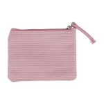 Porte-monnaie en velours personnalisable avec fermeture éclair couleur rose pastel première vue
