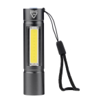 Lampe de poche en aluminium rechargeable avec dragonne et 3 modes couleur noir première vue
