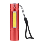Lampe de poche en aluminium rechargeable avec dragonne et 3 modes couleur rouge première vue