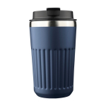 Mug à emporter en acier inoxydable recyclé, double paroi 400 ml couleur bleu première vue