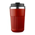 Mug à emporter en acier inoxydable recyclé, double paroi 400 ml couleur rouge désaturé première vue