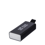 Enceinte portable avec lampe torche COB LED et poignée de transport couleur noir avec zone d'impression