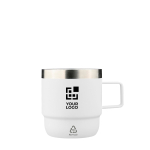 Tasse en inox à double paroi avec intérieur en céramique 180 ml couleur blanc avec zone d'impression