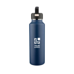 Gourde en inox à double paroi avec bouchon de transport 600 ml couleur bleu avec zone d'impression
