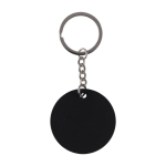 Porte-clés rond en acier inoxydable recyclé et caoutchouc couleur noir première vue