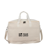 Sac isotherme avec soufflet et double anses réglables, capacité 23 L couleur beige avec zone d'impression