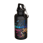 Bouteille en plastique recyclé avec mousqueton et bouchon à vis 400 ml couleur noir