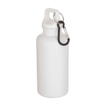 Bouteille en plastique recyclé avec mousqueton et bouchon à vis 400 ml couleur blanc