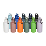 Bouteille en plastique recyclé avec mousqueton et bouchon à vis 400 ml couleur blanc deuxième vue en couleurs