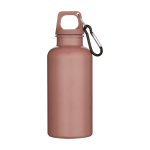 Bouteille en plastique recyclé avec mousqueton et bouchon à vis 400 ml couleur rose clair  deuxième vue frontale