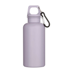 Bouteille en plastique recyclé avec mousqueton et bouchon à vis 400 ml couleur lilas deuxième vue frontale