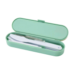 Set de couverts réutilisables avec boîte et couvercle en bambou couleur vert menthe deuxième vue