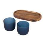 Plateau élégant en bois avec 2 verres, finition mate 200 ml couleur bleu bondi deuxième vue