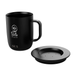 Tasse connectée en plastique contrôle température Prixton Tempo 300 ml couleur noir vue impression avec logo 2