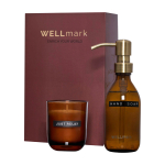 Set distributeur savon et bougie parfumée en verre WELLmark 250 ml couleur grenat