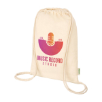 Sac à cordon en coton biologique, couleur naturelle, 5 L, 100 g/m² couleur naturel