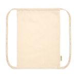 Sac à cordon en coton biologique, couleur naturelle, 5 L, 100 g/m² couleur naturel troisième vue frontale