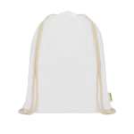 Sac en coton biologique avec cordons naturels 5 L 140 g/m² couleur blanc deuxième vue frontale