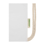 Sac en coton biologique avec cordons naturels 5 L 140 g/m² couleur blanc vue détail 1