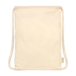 Sac en coton biologique avec cordons naturels 5 L 140 g/m² couleur naturel deuxième vue frontale