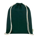 Sac en coton biologique avec cordons naturels 5 L 140 g/m² couleur vert foncé deuxième vue frontale