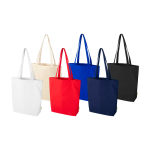 Tote bag en coton biologique avec fond large 11 L 180 g/m² couleur bleu roi deuxième vue en couleurs