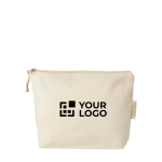 Trousse de toilette en coton bio avec fermeture éclair 1 L 180 g/m² avec zone d'impression