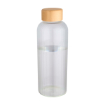 Gourde en verre borosilicaté à paroi simple, bouchon en bambou 650 ml couleur transparent