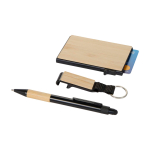 Coffret cadeau d’entreprise avec stylo, porte-cartes et porte-clés couleur naturel quatrième vue