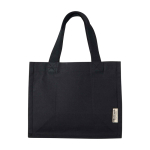 Sac de courses en coton recyclé 9 L 220 g/m² couleur noir deuxième vue frontale