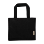 Sac de courses en coton recyclé 9 L 220 g/m² couleur noir troisième vue frontale