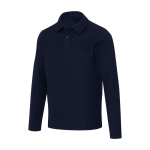 Polo unisexe à manches longues en coton piqué 245 g/m² Elevate couleur bleu marine