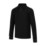 Polo en coton unisexe manches longues avec demi-zip 245 g/m² Elevate couleur noir