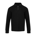 Polo en coton unisexe manches longues avec demi-zip 245 g/m² Elevate couleur noir deuxième vue frontale