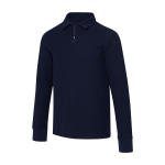 Polo en coton unisexe manches longues avec demi-zip 245 g/m² Elevate couleur bleu marine