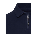 Polo en coton unisexe manches longues avec demi-zip 245 g/m² Elevate couleur bleu marine vue détail 1