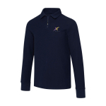 Polo en coton unisexe manches longues avec demi-zip 245 g/m² Elevate couleur bleu marine
