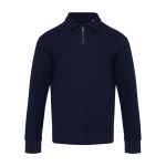 Polo en coton unisexe manches longues avec demi-zip 245 g/m² Elevate couleur bleu marine deuxième vue frontale