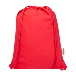 Sac à cordon en coton recyclé avec fermeture rapide 5 L 180 g/m² couleur rouge deuxième vue frontale