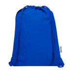 Sac à cordon en coton recyclé avec fermeture rapide 5 L 180 g/m² couleur bleu roi deuxième vue frontale